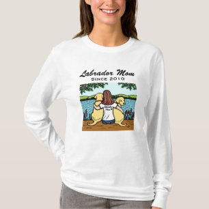 Personalisierte zwei gelbes Labradors und Mama T-Shirt