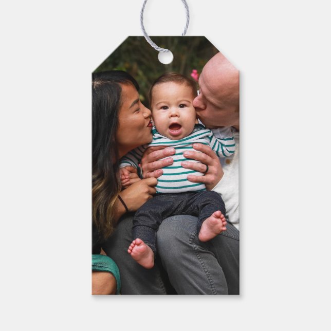 Personalisierte Zweier-Foto-Doppelfamilie Geschenkanhänger (Vorderseite)