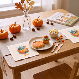 Personalisierte zwinkernden Kürbis Halloween Servi Serviette