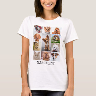 Personalisierten 11 Schwarzweißgitter für Haustier T-Shirt