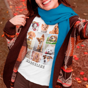 Personalisierten 11 Schwarzweißgitter für Haustier T-Shirt