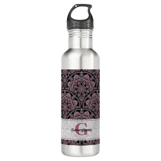 Personalisierten 20er Jahre duskische Rose Blumenf Edelstahlflasche (Vorderseite)