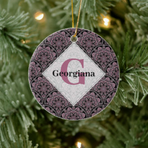 Personalisierten 20er Jahre duskische Rose Blumenf Keramik Ornament