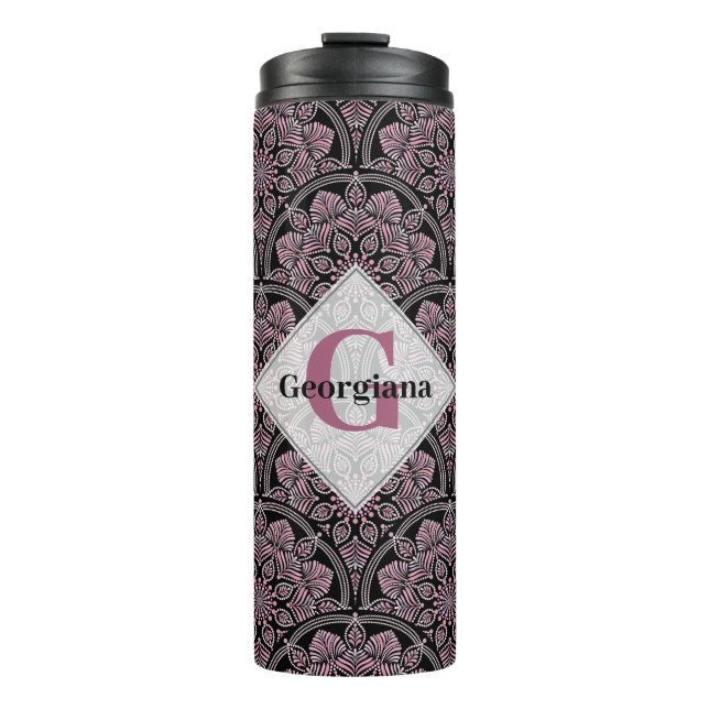 Personalisierten 20er Jahre duskische Rose Blumenf Thermosbecher (Vorderseite)