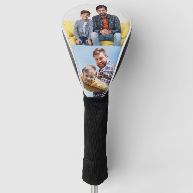 Personalisierten 2 Foto Geschenk für einen Golfer Golf Headcover (Vorderseite)