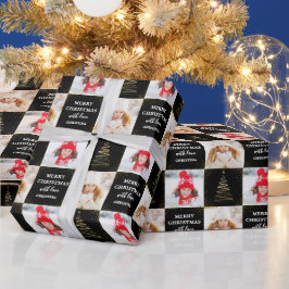 Personalisierten 2 Foto Schwarzer Gold Weihnachtsf Geschenkpapier