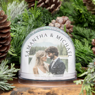 Personalisierten 2 Fotos Namen für Hochzeitssache Schneekugeln