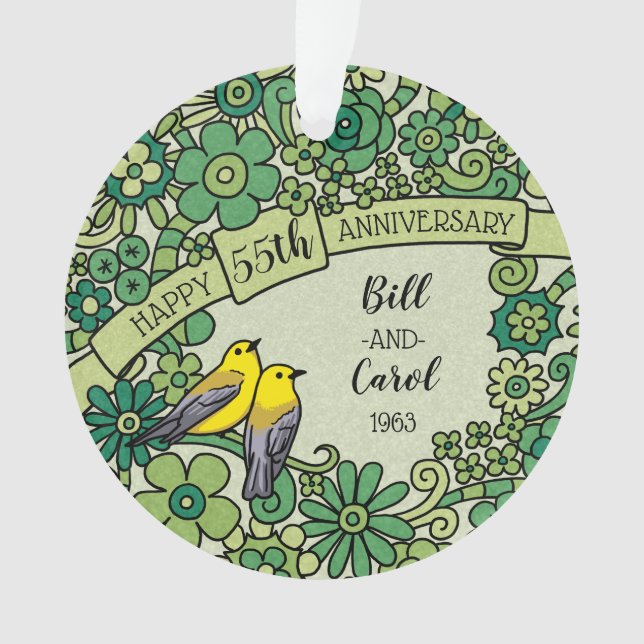 Personalisierten 55 Jahre Jubiläum Emerald Floral  Ornament (Vorderseite)