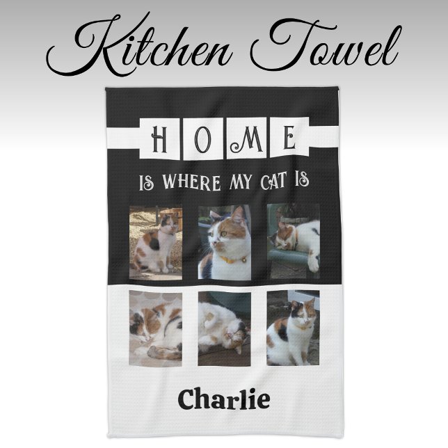 Personalisierten 6 Foto Kollage Tierliebhaber Schw Geschirrtuch (Von Creator hochgeladen)