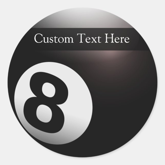 Personalisierten 8 Ball Billiards Runder Aufkleber (Vorderseite)