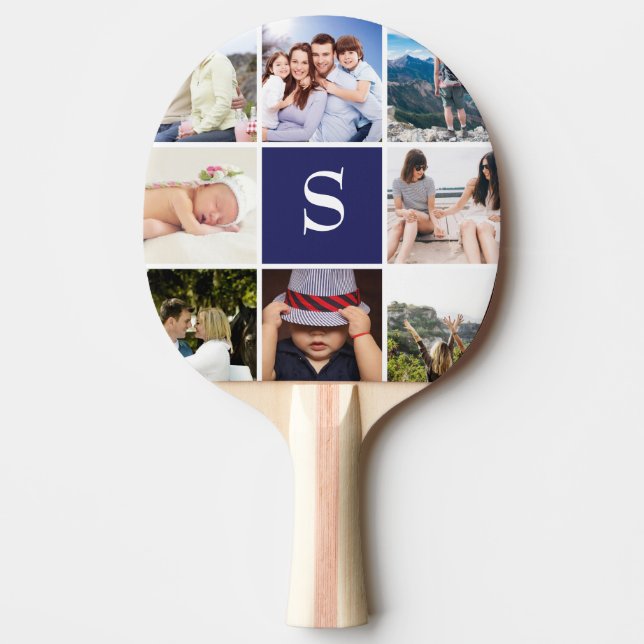Personalisierten 8 Fotolack Mit Monogramm Blue Tischtennis Schläger (Vorderseite)