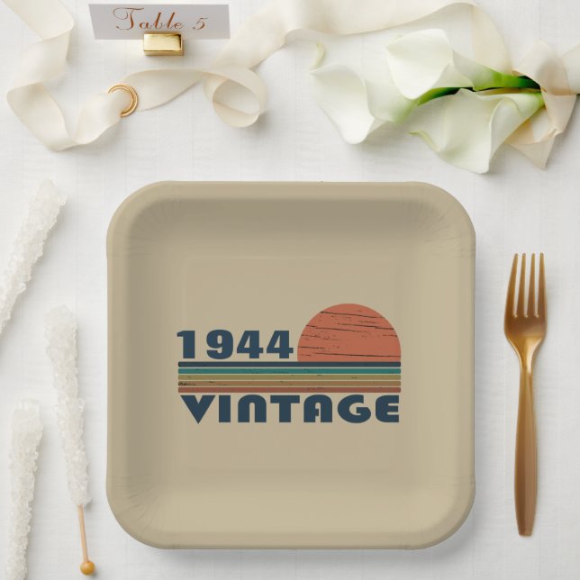 Personalisierten achtzig Vintage 80. Geburtstagspa Pappteller (Hochzeit)