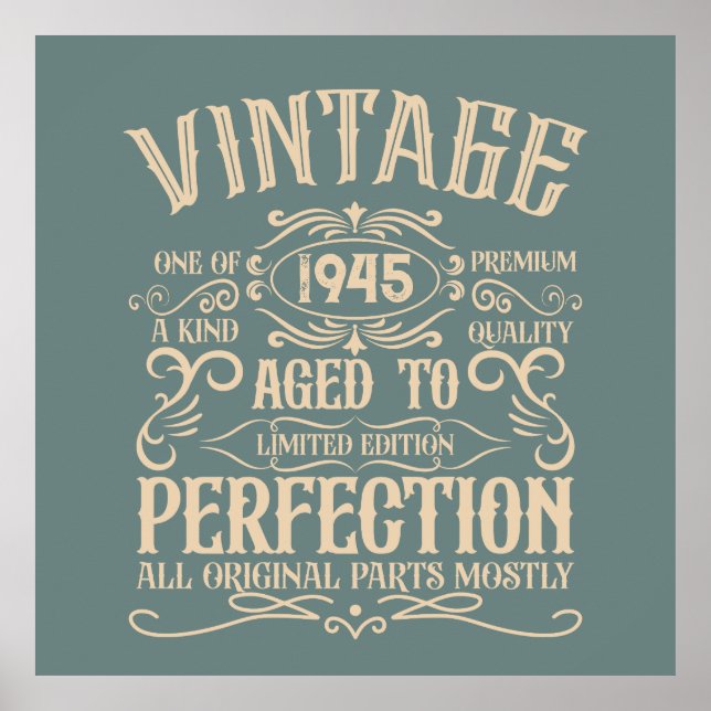 Personalisierten achtzig Vintage 80. Geburtstagspa Poster (Vorne)