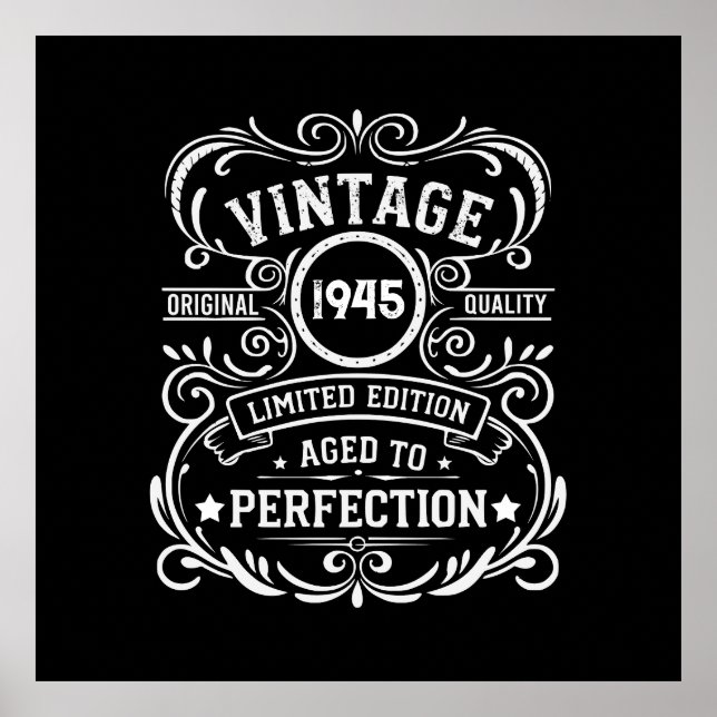 Personalisierten achtzig Vintage 80. Geburtstagspa Poster (Vorne)