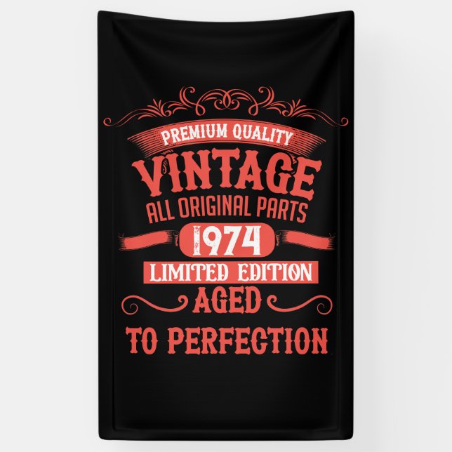Personalisierten fünfzig Vintagen 50. Geburtstagsp Banner (Vertikal)