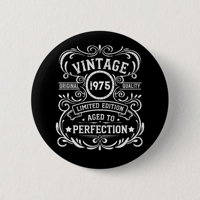 Personalisierten fünfzig Vintagen 50. Geburtstagsp Button (Vorderseite)