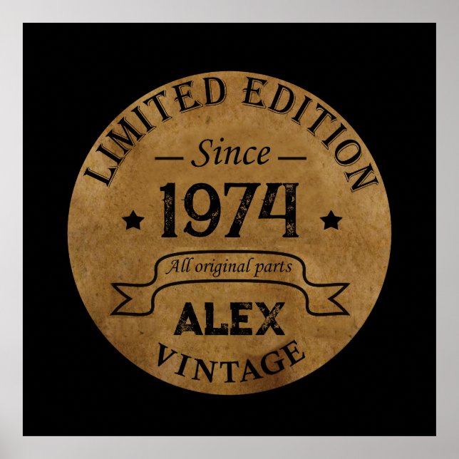 Personalisierten fünfzig Vintagen 50. Geburtstagsp Poster (Vorne)