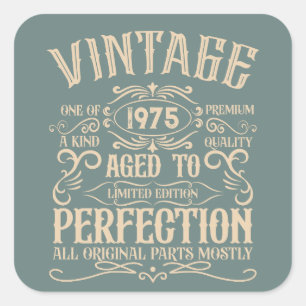 Personalisierten fünfzig Vintagen 50. Geburtstagsp Quadratischer Aufkleber