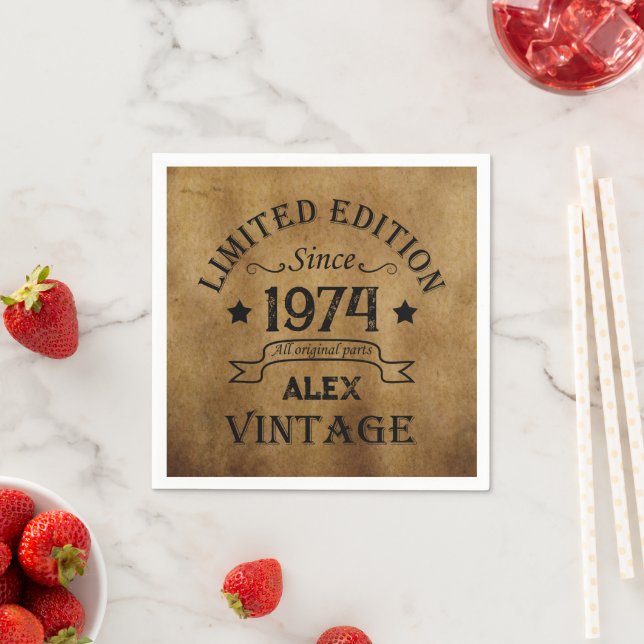 Personalisierten fünfzig Vintagen 50. Geburtstagsp Serviette (Beispiel)