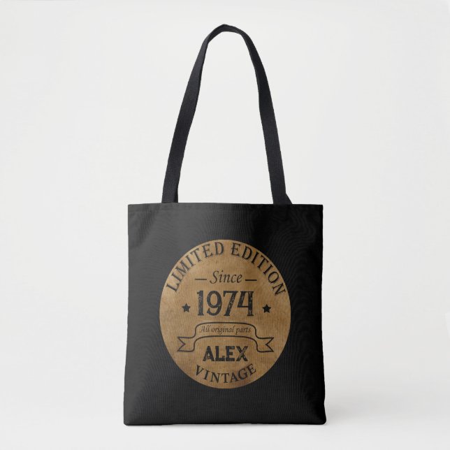 Personalisierten fünfzig Vintagen 50. Geburtstagsp Tasche (Vorderseite)