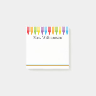 Personalisierten Niedliche Crayons Lehrer zurück  Post-it Klebezettel