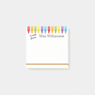 Personalisierten Niedliche Crayons Lehrer zurück z Post-it Klebezettel