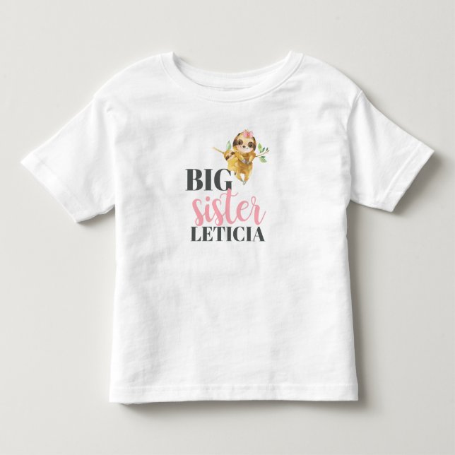Personalisierten Niedlichen Steckplätze Big Sister Kleinkind T-shirt (Vorderseite)
