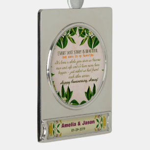 Personalisierten Paare 1. Hochzeit Banner-Ornament Silber