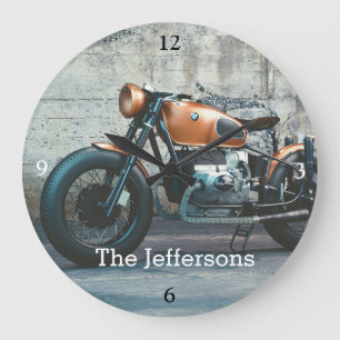 Personalisierten Vintage deutsche Motorräder Große Wanduhr