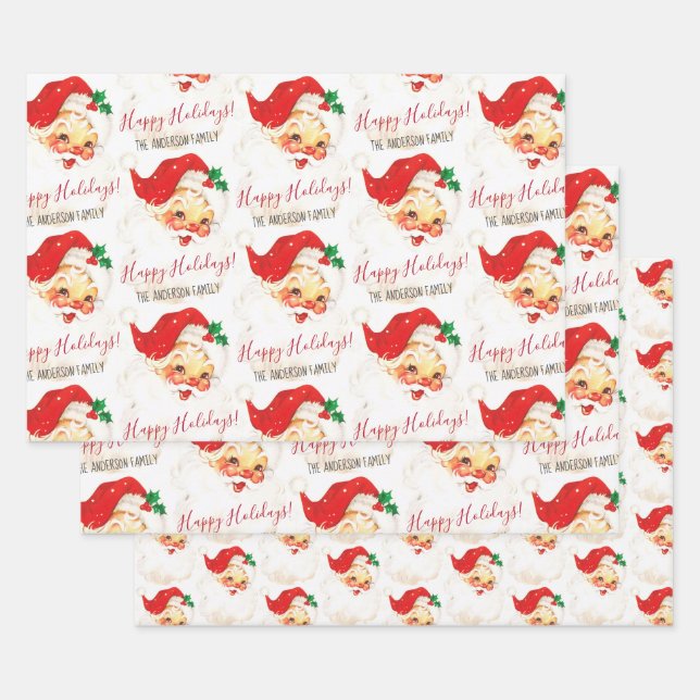 Personalisierten Vintage Weihnachtsfeiertage Geschenkpapier Set (Set)