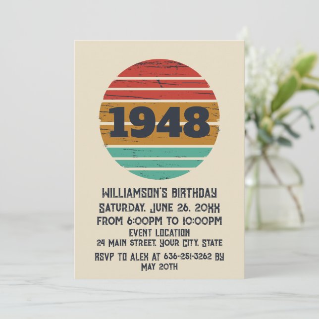 Personalisierten Vintagen 75. Geburtstag Einladung (Stehend Vorderseite)