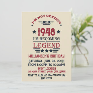 Personalisierten Vintagen 75. Geburtstag Einladung