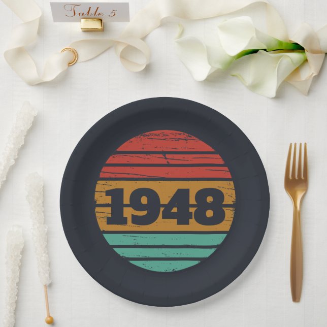 personalisierten Vintagen 75. Geburtstag Pappteller (Hochzeit)