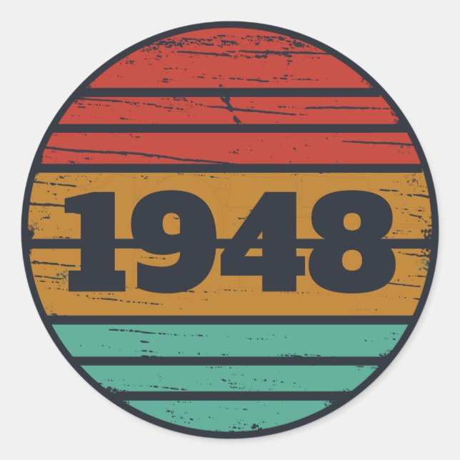 personalisierten Vintagen 75. Geburtstag Runder Aufkleber (Vorderseite)
