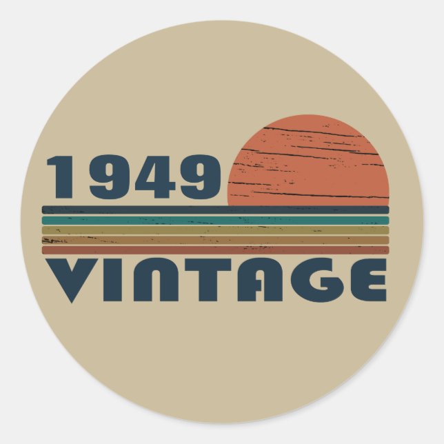 Personalisierten Vintagen 75. Geburtstag Runder Aufkleber (Vorderseite)