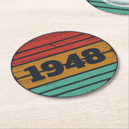 personalisierten Vintagen 75. Geburtstag Runder Pappuntersetzer