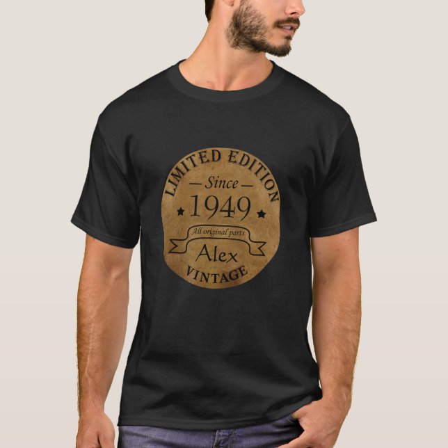 personalisierten Vintagen 75. Geburtstag T-Shirt (Vorderseite)