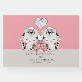 Personalisierten zwei Brides Cat Themed Gay Weddin Gästebuch