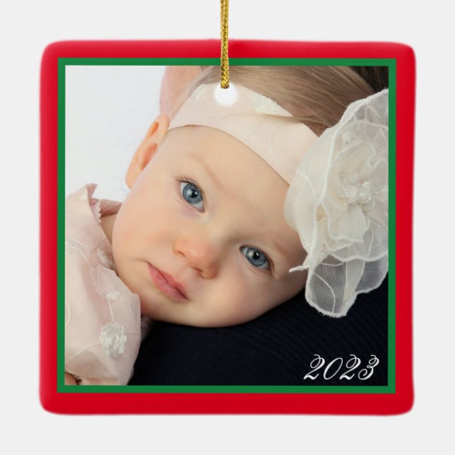 Personalisierten ZWEI Foto FAMILIE Keramikornament (Rückseite)