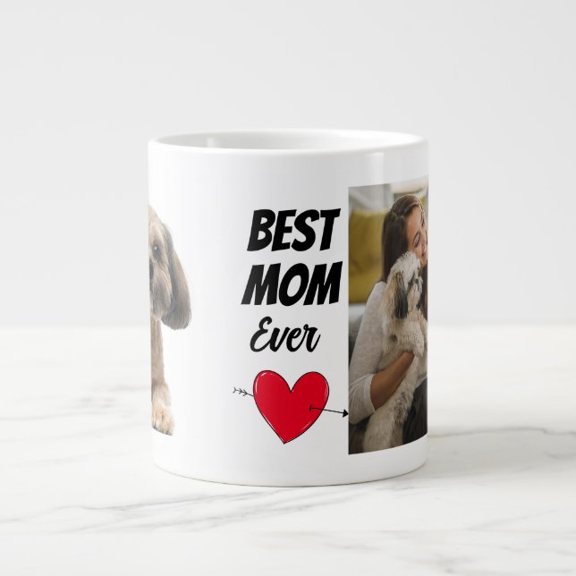 Personalisierten zwei Foto- und Textbester Hundemu Jumbo-Tasse (Vorderseite)