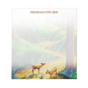 Personalisierten zwei Waldlandfawns Notepad Notizblock