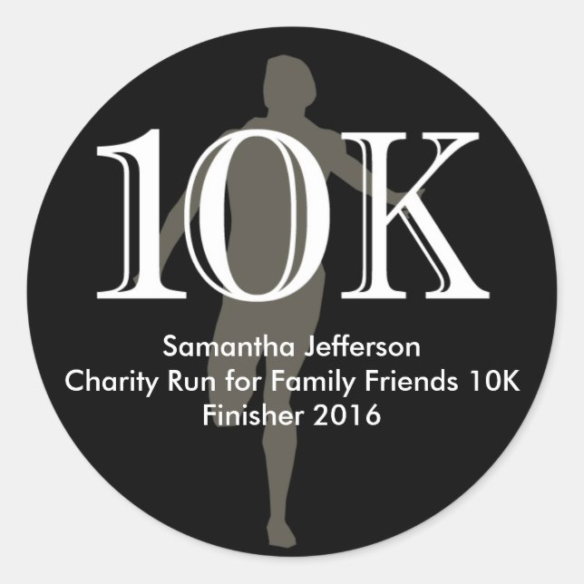 Personalisierter 10k-Lauf-Sake Runder Aufkleber (Vorderseite)