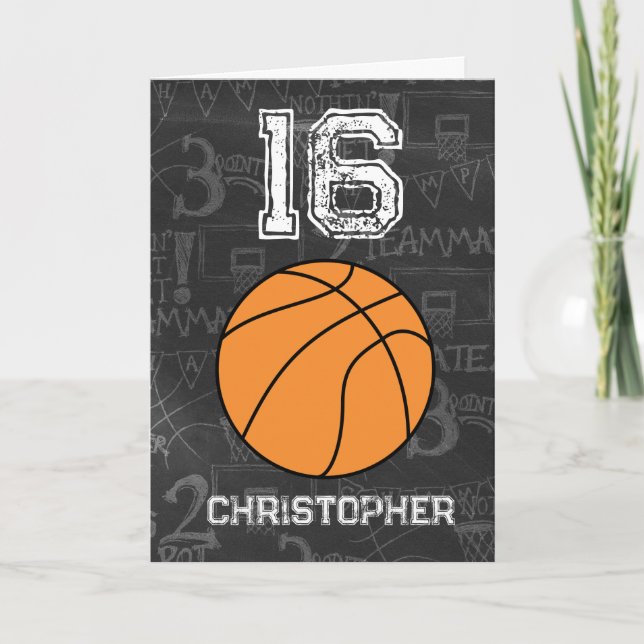 Personalisierter 16. Geburtstag Basketball Karte (Vorderseite)