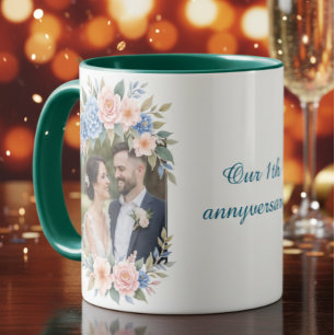 Personalisierter 1. Hochzeitstag-Fotobecher Tasse