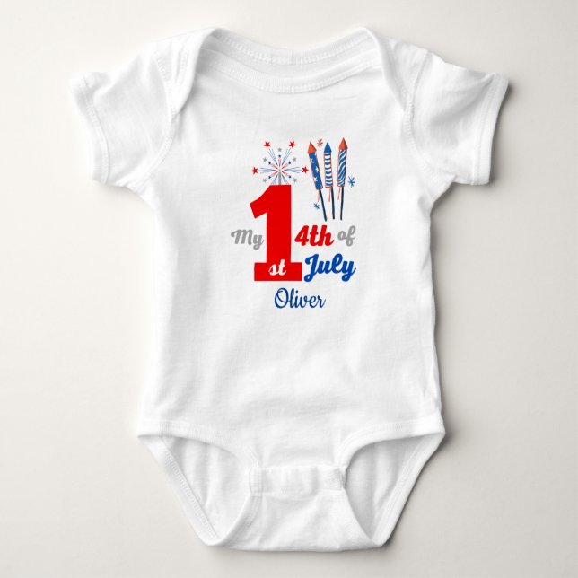 Personalisierter 1. Juli Baby Strampler (Vorderseite)