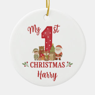 Personalisierter 1. Weihnachtsbaumschmuck  Keramik Ornament