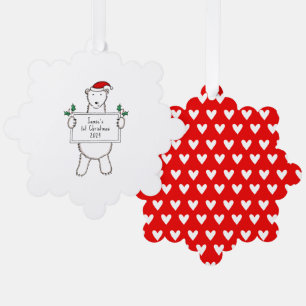 Personalisierter 1. Weihnachtspolar Ornament Karte