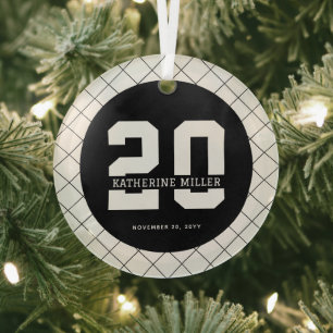 Personalisierter 20. Geburtstag Modern und elegant Ornament Aus Glas