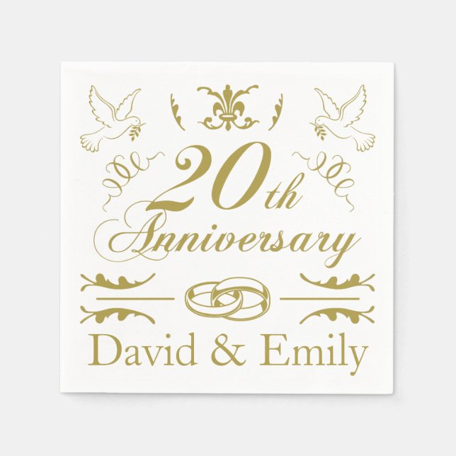 Personalisierter 20. Hochzeitstag Serviette (Vorderseite)