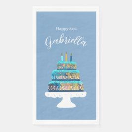 Personalisierter 21. Geburtstag mit Blauer und Gol Serviette